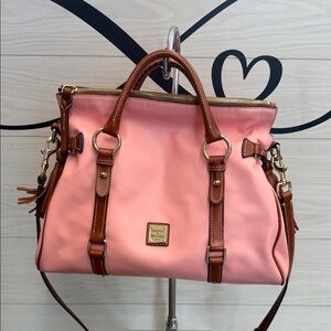 Dooney & Bourke Pink Satchel with Brown Accents